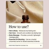 Hōkō Fractionated Coconut Oil – 100% Natural Carrier Oil for Essential Oil Dilution Blending & Skincare
